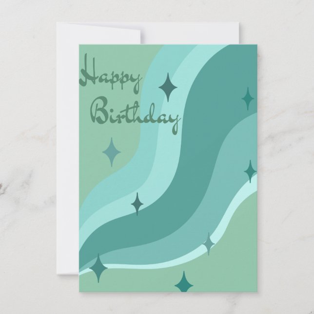 Tarjeta de cumpleaños ondulada Aqua (Anverso)