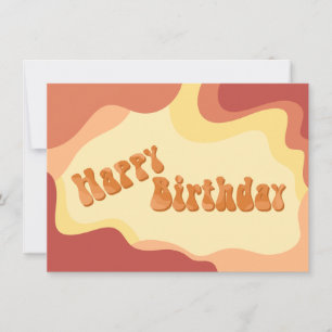 Tarjeta de cumpleaños ondulada de los 70 cálida