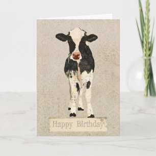 Tarjeta de cumpleaños Onyx & Ivory Cow