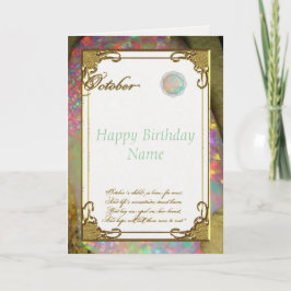 Tarjeta de cumpleaños Opal Birthstone de octubre