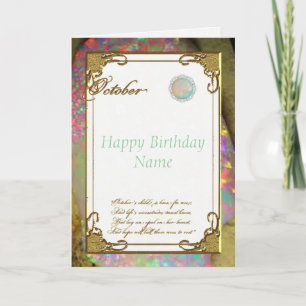 Tarjeta de cumpleaños Opal Birthstone de octubre