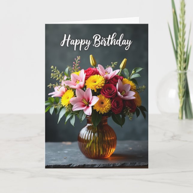 Tarjeta de cumpleaños Opulent Bloom (Anverso)