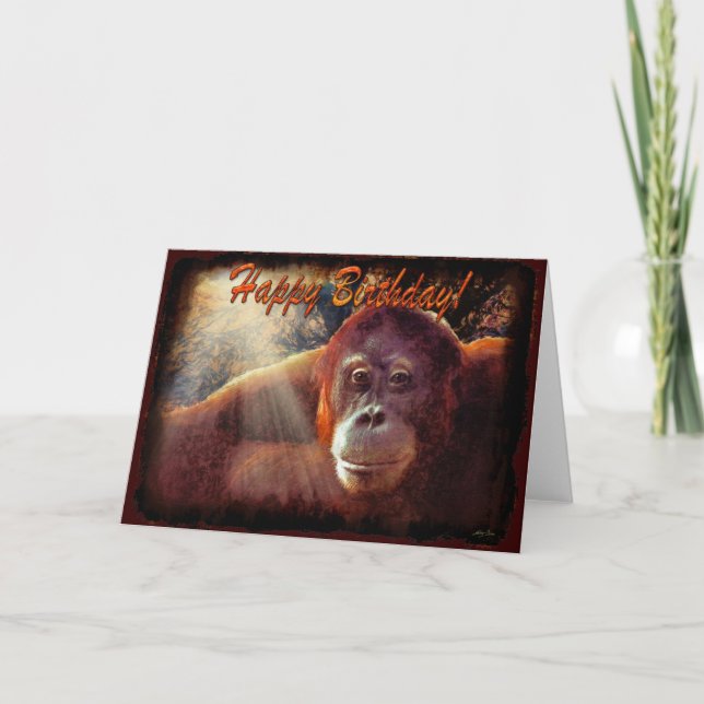 Tarjeta de cumpleaños Orangutan & Rainforest Sunli (Anverso)