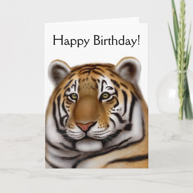 Tarjeta de cumpleaños orgullosa del tigre de (Anverso)