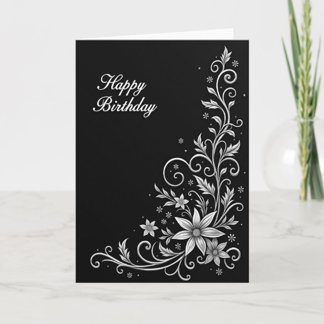 Tarjeta de cumpleaños ornamentada alegre (Anverso)