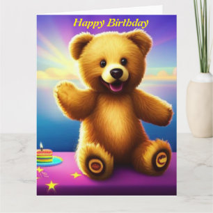Tarjeta de cumpleaños oso de peluche feliz