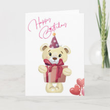 Tarjeta de cumpleaños oso de peluche lindo con reg
