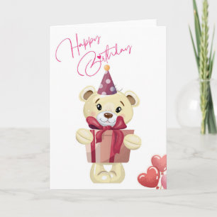 Tarjeta de cumpleaños oso de peluche lindo con reg