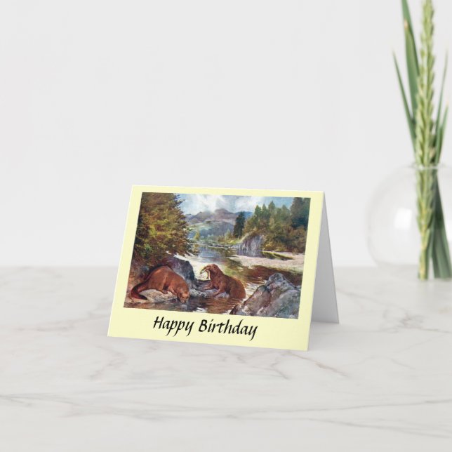 Tarjeta de cumpleaños - Otters (Anverso)