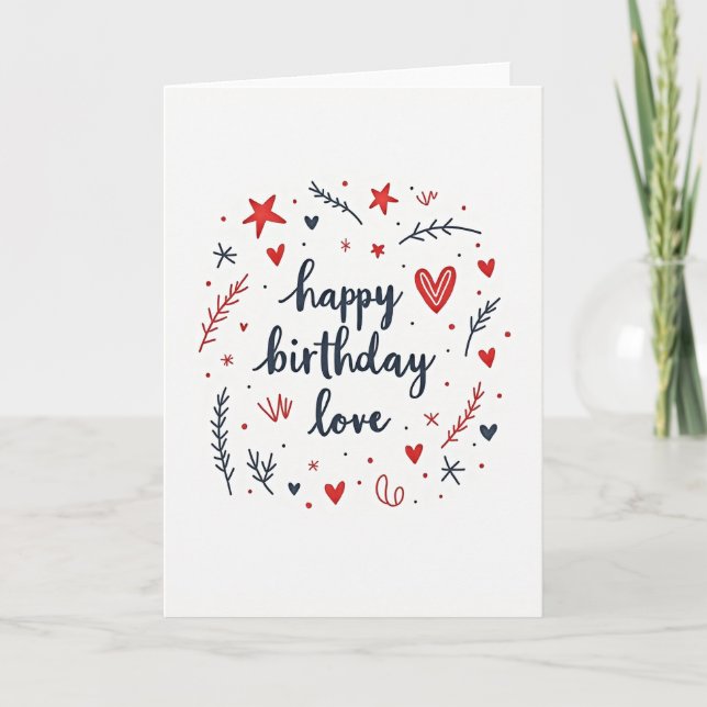 Tarjeta de cumpleaños ovalada caprichosa (Anverso)