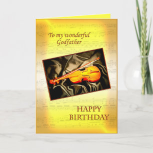 Tarjeta de cumpleaños padrino con violín