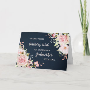 Tarjeta de cumpleaños padrino de Flores rosadas de
