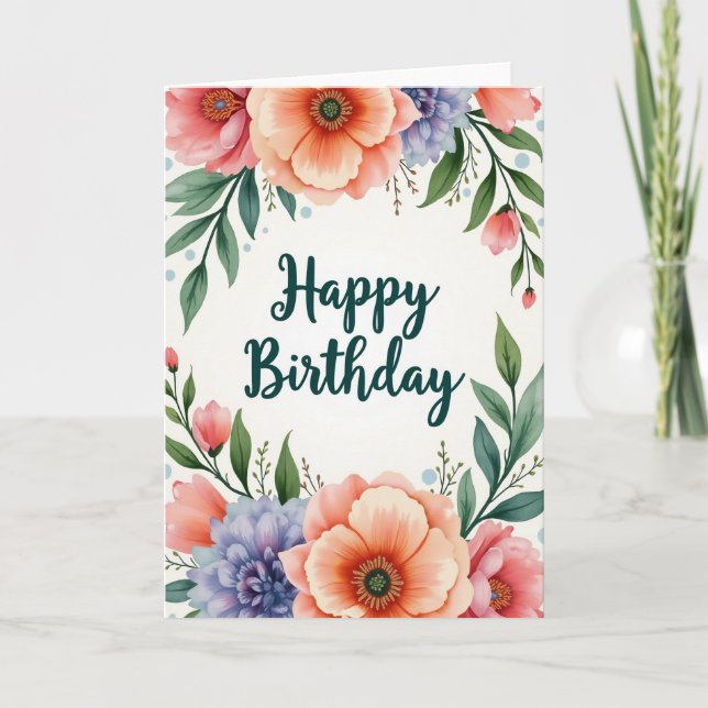 Tarjeta de cumpleaños Painted Blossom (Anverso)