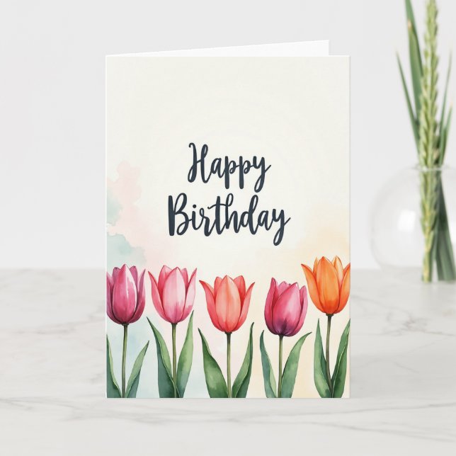 Tarjeta de cumpleaños Painted Petals (Anverso)