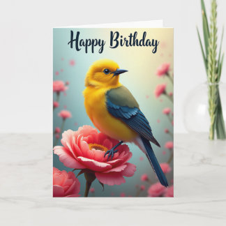Tarjeta de cumpleaños Pájaro Amarillo Alegre