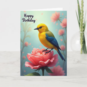 Tarjeta de cumpleaños Pájaro Dorado Alegre