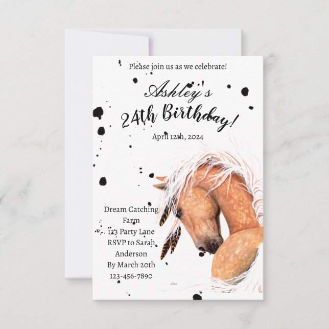 Tarjeta De Cumpleaños Palomino Horse De Amylyn Bih (Anverso)