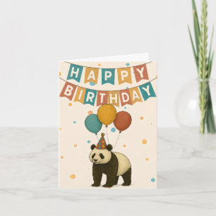 Tarjeta de cumpleaños Panda - Animal lúdico con gl