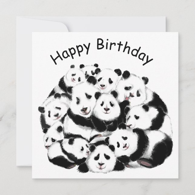 Tarjeta de cumpleaños Panda Familia feliz - Gracio (Anverso)