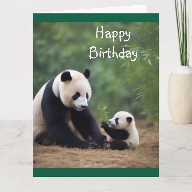 Tarjeta de cumpleaños Panda Mama y Baby (Anverso)