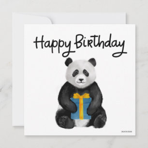 Tarjeta de cumpleaños Panda pintada a mano
