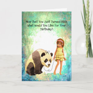 Tarjeta de cumpleaños para 4 años, o la edad que e