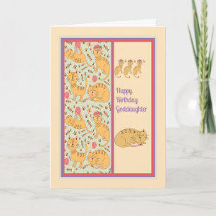 Tarjeta de cumpleaños para ahijada con gatos