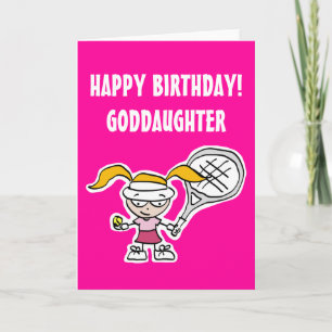 Tarjeta de cumpleaños para ahijada con niña de ten
