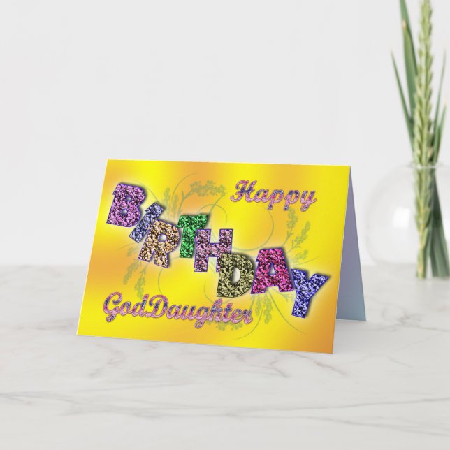 Tarjeta de cumpleaños para ahijada con texto flora (Anverso)
