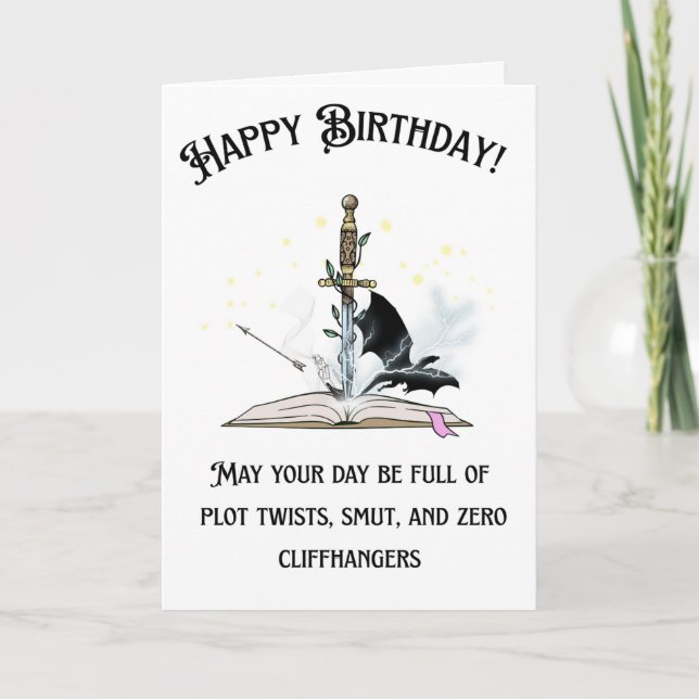 Tarjeta de cumpleaños para amante de libros subido (Anverso)