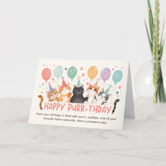Tarjeta de cumpleaños para amantes de gatos Feliz 