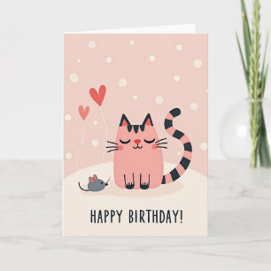 Tarjeta de cumpleaños para amiga felina dulce