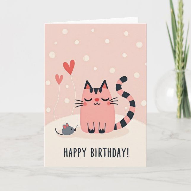 Tarjeta de cumpleaños para amiga felina dulce (Anverso)