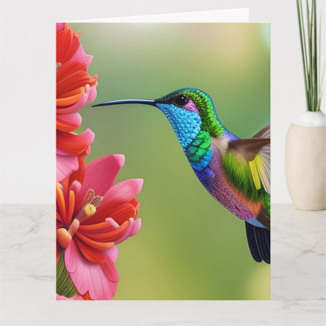 TARJETA DE CUMPLEAÑOS PARA AMIGO COLIBRÍ (Anverso)