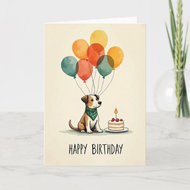 Tarjeta de cumpleaños para amigo con globo (Anverso)