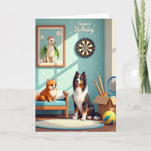 Tarjeta de cumpleaños para amigos perros dulces