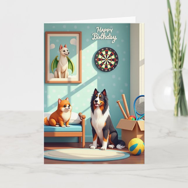 Tarjeta de cumpleaños para amigos perros dulces (Anverso)
