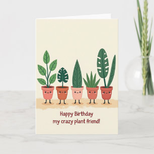 Tarjeta de cumpleaños para amigos plantas alegres