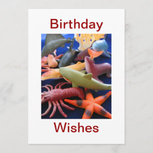 Tarjeta de cumpleaños para animales de la vida mar