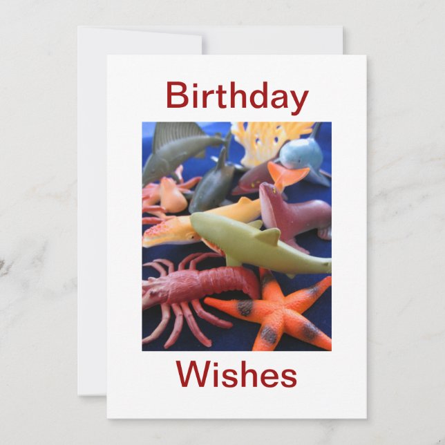 Tarjeta de cumpleaños para animales de la vida mar (Anverso)