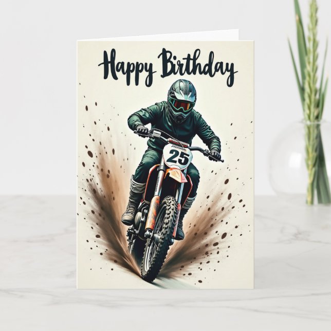 Tarjeta de cumpleaños para aventureros motociclist (Anverso)
