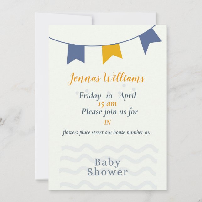 Tarjeta de cumpleaños para baby shower de niño, ta (Anverso)