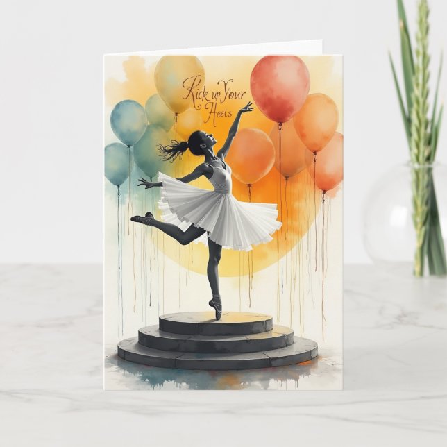 Tarjeta de cumpleaños para bailarina alegre (Anverso)