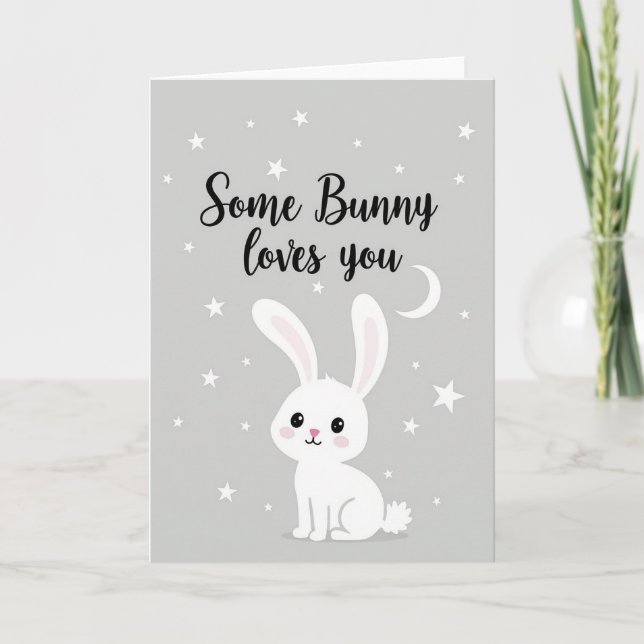 Tarjeta de cumpleaños para bebé: Algún Conejito te (Anverso)