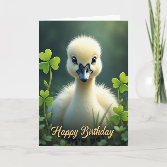 Tarjeta de cumpleaños para bebé animal alegre (Anverso)