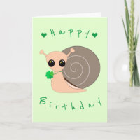 Tarjeta de cumpleaños para bebé, caracol afortunad