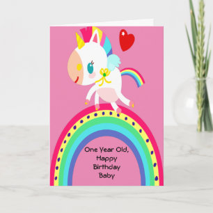 Tarjeta de cumpleaños para bebé Chica de un año