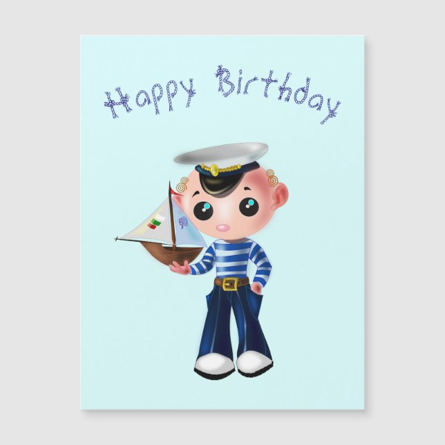 Tarjeta de cumpleaños para bebé con pequeño marine (Anverso)