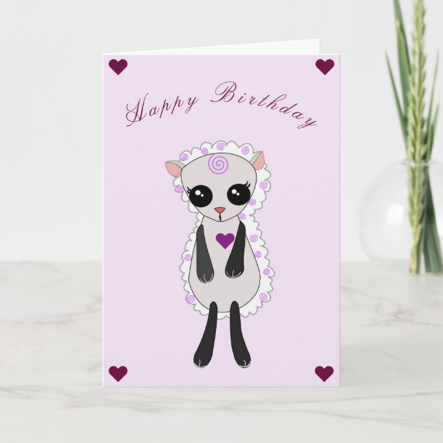Tarjeta de cumpleaños para bebé Cordero pequeño co (Anverso)