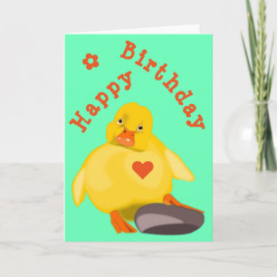 Tarjeta de cumpleaños para bebé Duckling amarillo